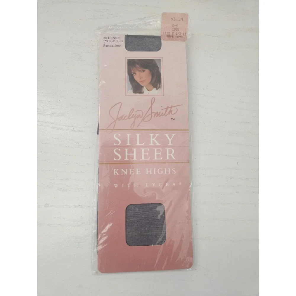 VTG Jaclyn Smith Silky Sheer‎ True Navy Nylon Pantyhose Lycra